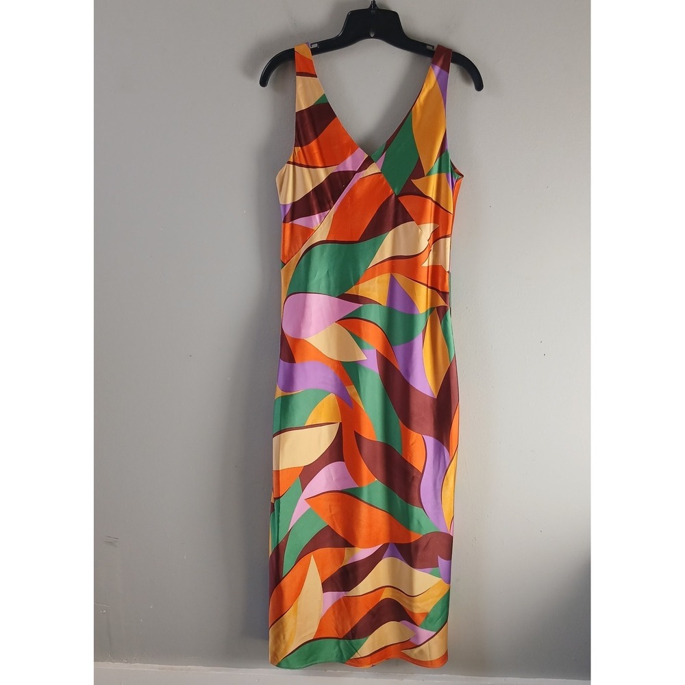 Joie Women's Size Small‎ Satin Abstract Print Maxi Slip Dress Colorful NWT!!!